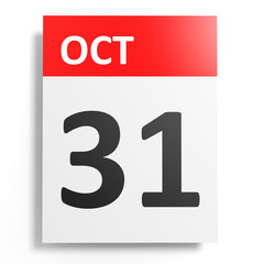 Calendar on white background. 31 October.