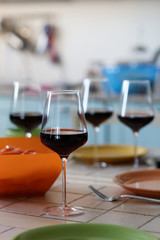 Wine glasses on the table
