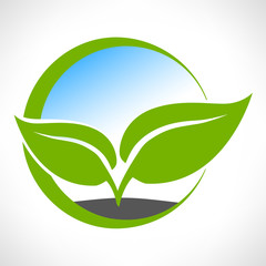 Eco symbol green leaf vector illustration