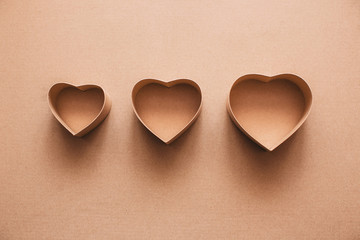 Fototapeta premium Boxes heart on kraft paper.