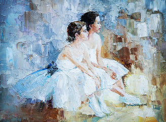 oil painting, girl ballerina. drawn cute ballerina  - 100958555