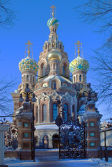 Obraz premium Saint Petersburg. View of the Russian style Orthodox Temple of the Resurrection (Savior-on-Spilled-Blood) 