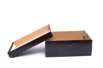 view of open empty gift box isolated on white background