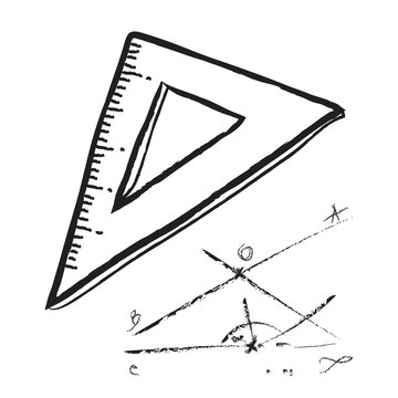 doodle plastic ruler, illustration icon