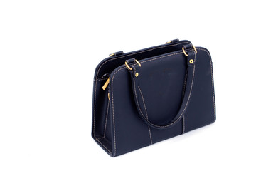 black leather bag isolated on a white background