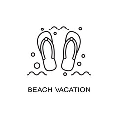 Beach flip-flop line art icon. Summer vacation illustration