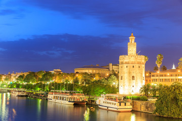 Plakat Golden Tower (Torre del Oro) of Seville, Andalusia,