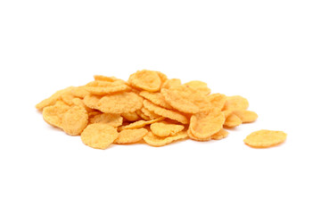 Cornflakes on a white background