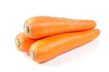 Fresh carrots  on white background.