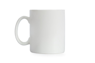 Realistic classic white mug isolated on white