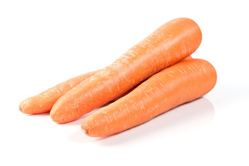 Fresh carrots  on white background.