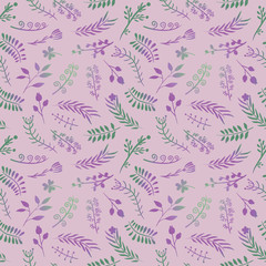 Floral ornate doodle seamless pattern in pink. Vector illustration. Bright colors, vibrant tints. For backgrounds, wallpapers, wrapping paper, textile, prints.