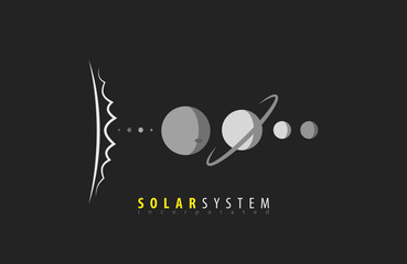 Solar System. Sun. Planets. Universe. Space. Science logo. Sun logo