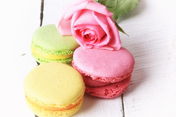 macaroon retro rose selective soft focus background French dessert