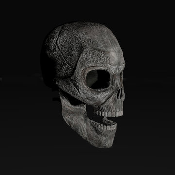 digital computer rendered illustration of a skull isolated on black
