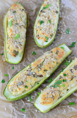 Stuffed Baked Zucchini with Cottage Cheese