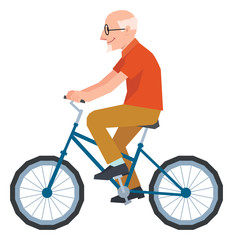 Obraz premium Senior man in the style of low polygon poly rides a bicycle