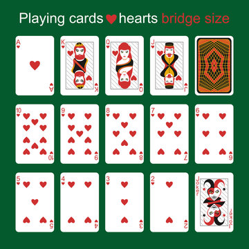 Playing cards. Hearts. Bridge size