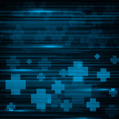 Abstract medical blue stripes and crosses background
