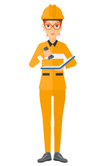 Miner checking documents.