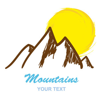 Abstract mountains logo isolated on white background, vector