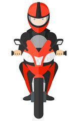 Man riding motorcycle.