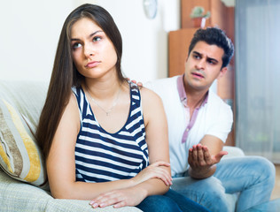 Obraz premium Conflict in young family at home.