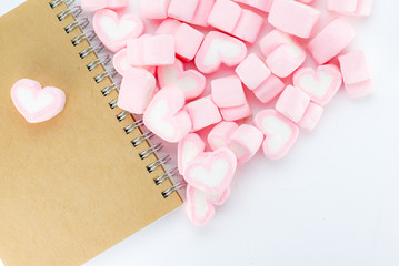 marshmallows candy and book 