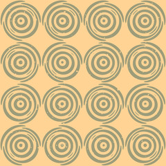 Vector Seamless Hand Drawn Geometric Lines Circular Round Tiles Retro Grungy Pattern