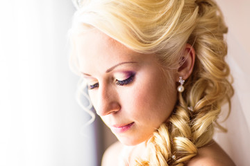 portrait of a beautiful blonde bride