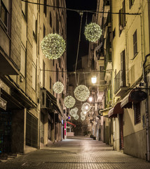 View of an lighted street at Christmas time