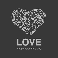 Chalk board hand drawn flourish heart shape is great for saying about your feelings at Valentine's Day card.