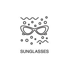 Vector women sunglasses made in line art style. Summer fun background