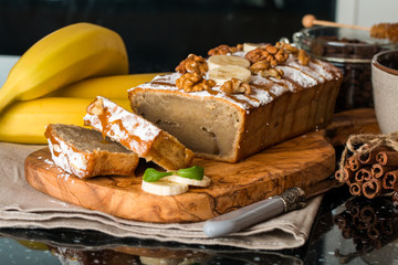 Sliced banana bread