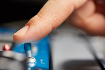 Switch is moved by finger