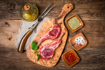 Raw fresh lamb ribs with sauce © petrrgoskov