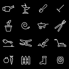 Vector line gardening icon set.  Gardening Icon Object, Gardening Icon Picture, Gardening Icon Image - stock vector