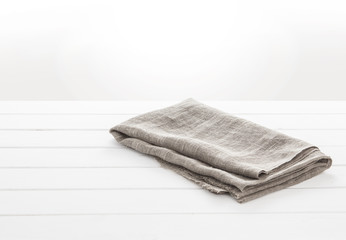 Kitchen towel on white wooden table