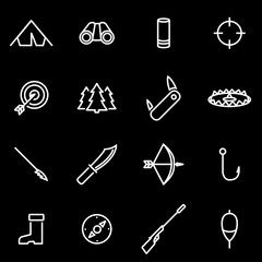 Vector line hunting icon set. Hunting Icon Object, Hunting Icon Picture, Hunting Icon Image - stock vector