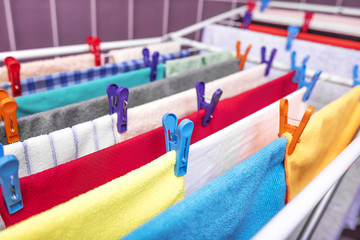 Drying clothes at home.