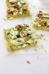 piece of summer pie with zucchini and walnut