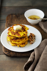 stack of pumpkin fritters