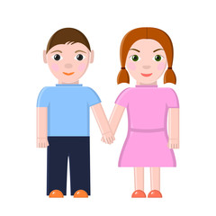 Boy and girl holding hands