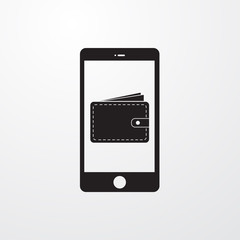 Mobile payment icon for web and mobile. Phone with wallet symbol