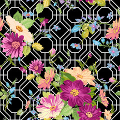 Vintage Floral Background - seamless pattern for design, print
