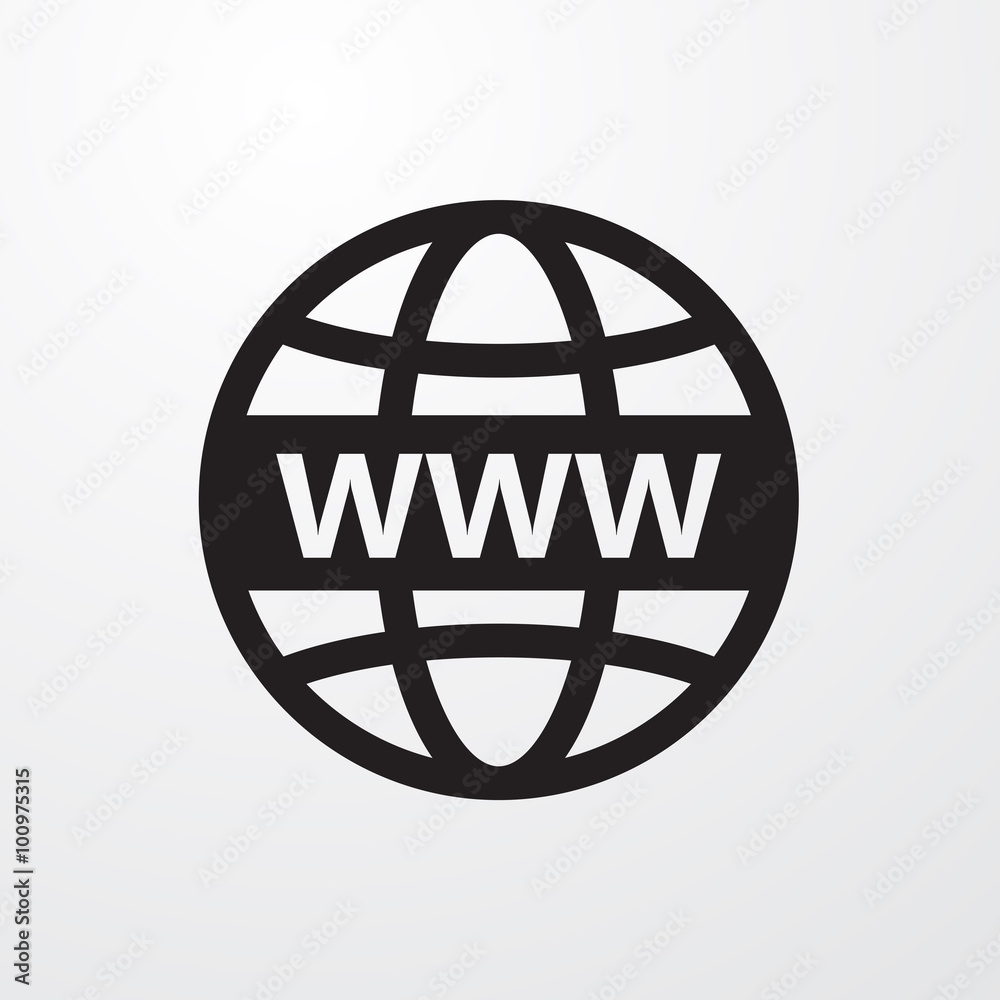 Poster WWW with globe sign icon web and mobile.