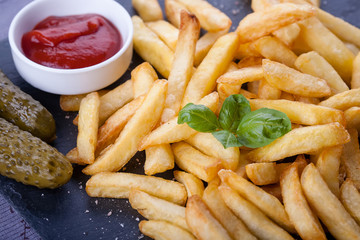 french fries and homemade sausage