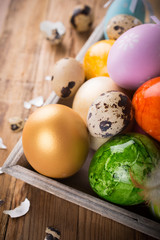 Easter background with colorful eggs