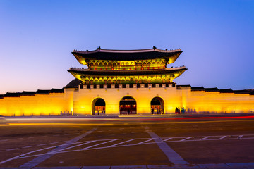 Beautiful Architecture in Gyeongbokgung Palace at Seoul city Kor