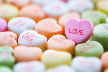 Fototapeta na wymiar Heart shaped candies for Valentines Day